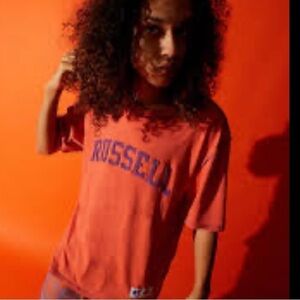 A$AP WORLDWIDE x Russell Athletic men’s  Rust Logo T-Shirt size s small cropped